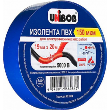Изолента UNIBOB ПВХ 19 мм x 20 м синяя.